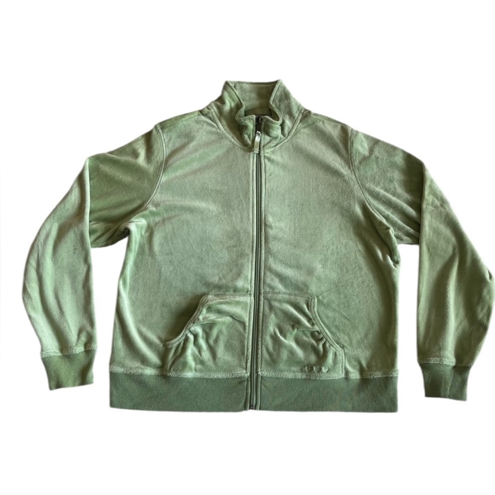 Three Hearts Sage Green‎ Velour Zip-Up Jacket (Size PL)